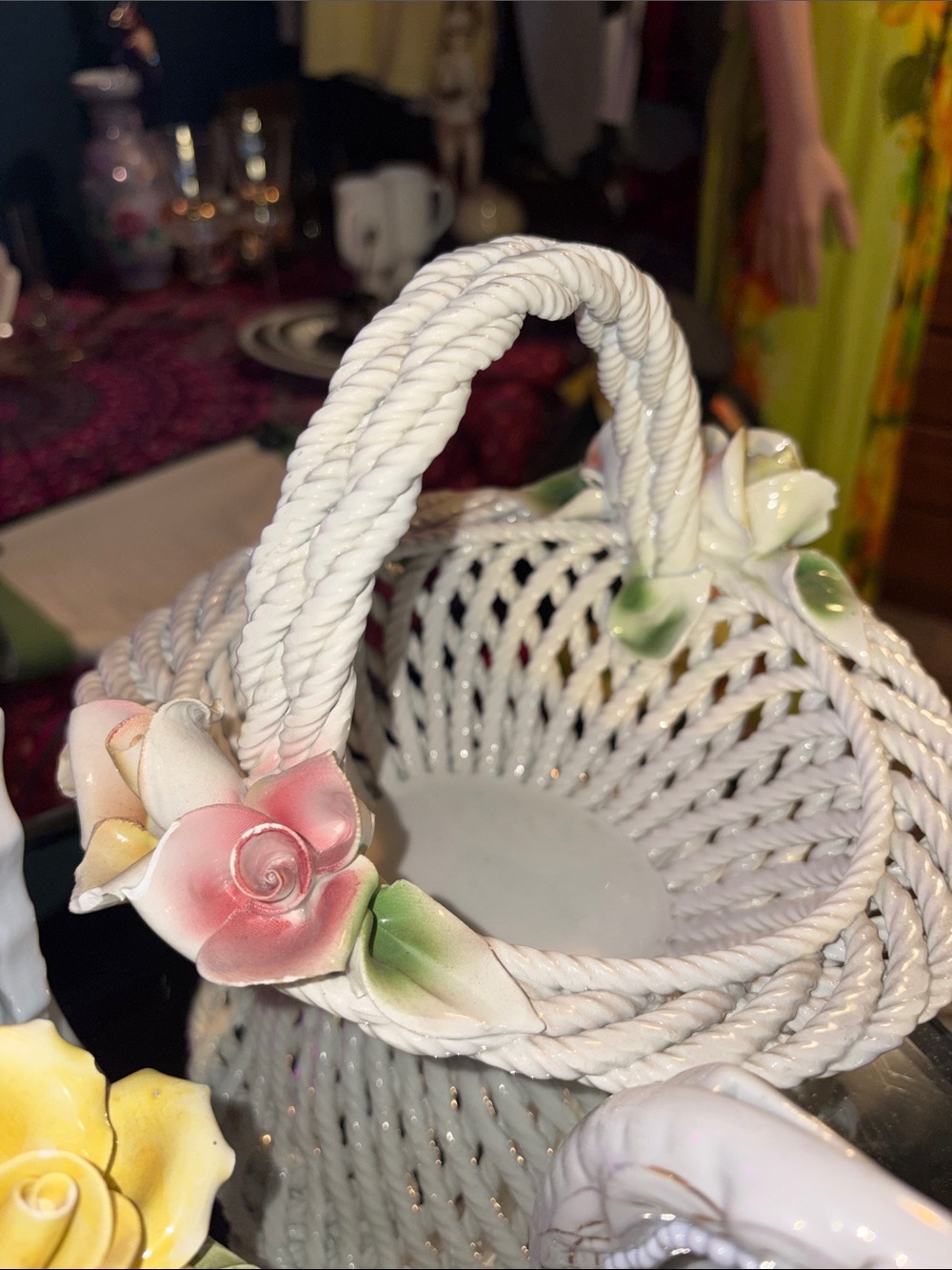 3D Ceramic Flowers Home Decor Bundle Soap Dish 2 Frames & A Basket Made In Italy - Picture 3 of 9